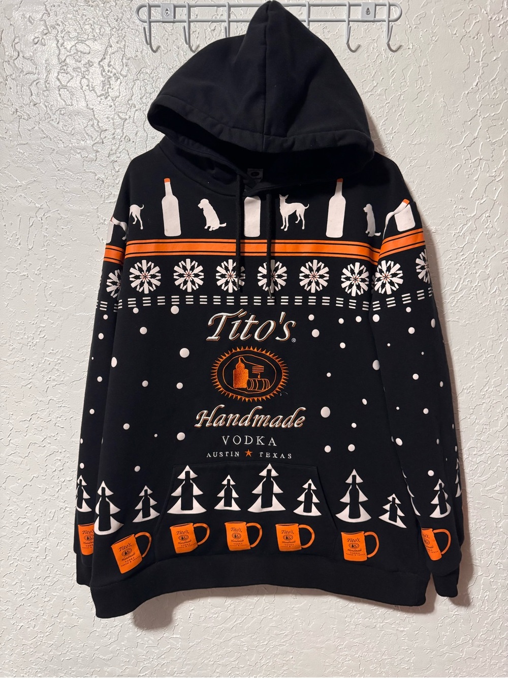 Tito’s Handmade Vodka Hoodie Black Embroidered Christmas Sweatshirt